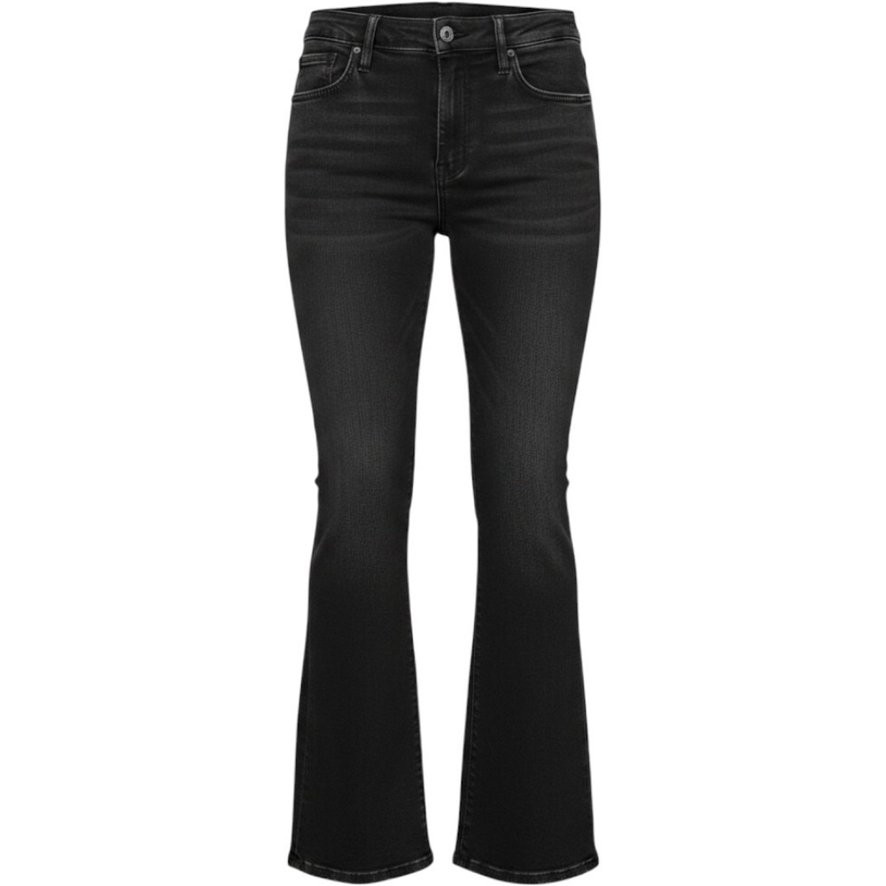 MOTHER Weekender Black Flare Jeans High Rise Faded Denim Size 32
